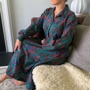 By Berkeley Vintage 50s Retro Jewel Tone Paisley Print Belted Midi Dress 14‎